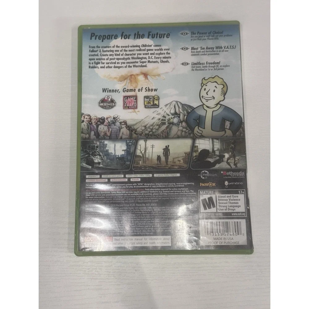 Fallout 3 Xbox 360 Complete CIB w/ Vault Dweller Survival Guide Bethesda